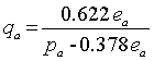 Compute specific humidity (kg/kg) in air as