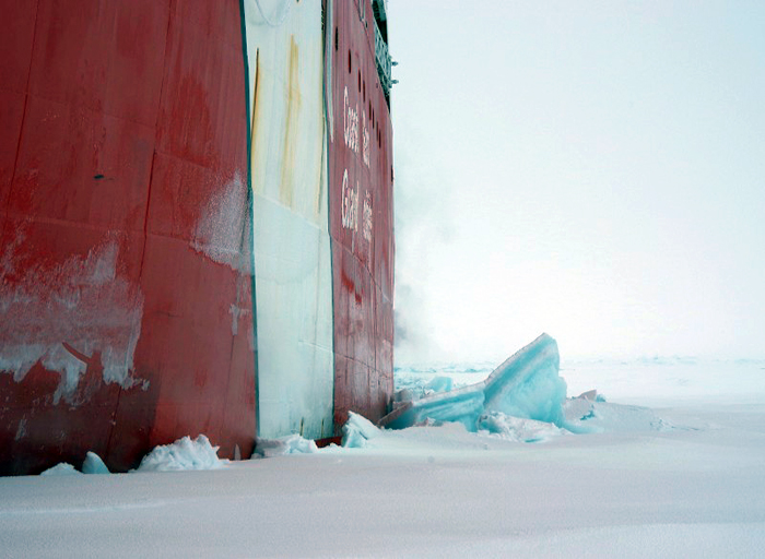 The Louis S. St-Laurent after breaking its way into a pan of multi-year ice.
