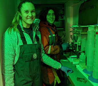 Nimrod and Ashley in the chlorophyll room running samples (Photo by ML Timmermans). 