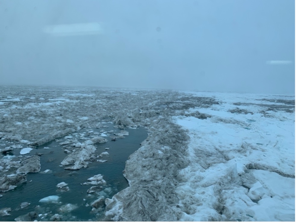 The snowy, icy conditions in the region in July 2024 (Photo by Bob Pickart)