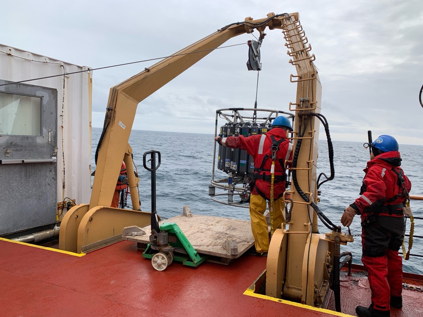 Mike Dempsey deploying the CTD rosette.