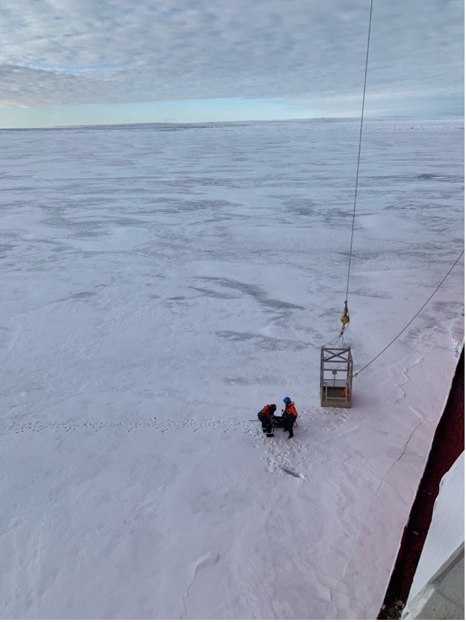 Mary-Louise Timmermans and Jeff O’Brian surveying the ice floe