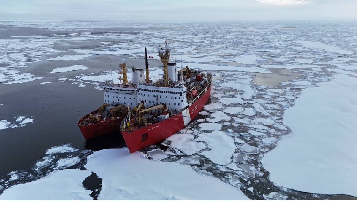 A drone shot of the two ships from the bows (Photo by Paul Macoun)