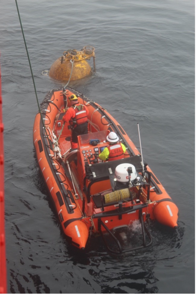 The FRC with the mooring surface float (Photo by Paul Macoun)