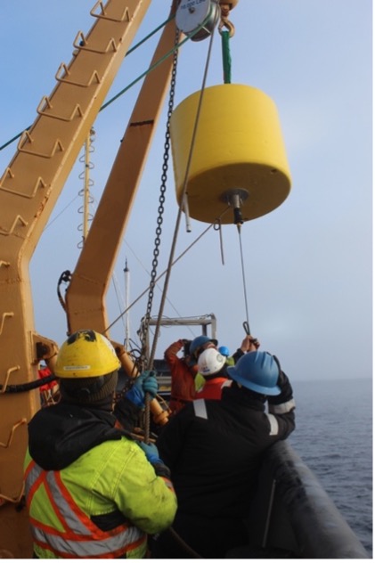 The surface float is safely winched on deck (Photo by Paul Macoun)