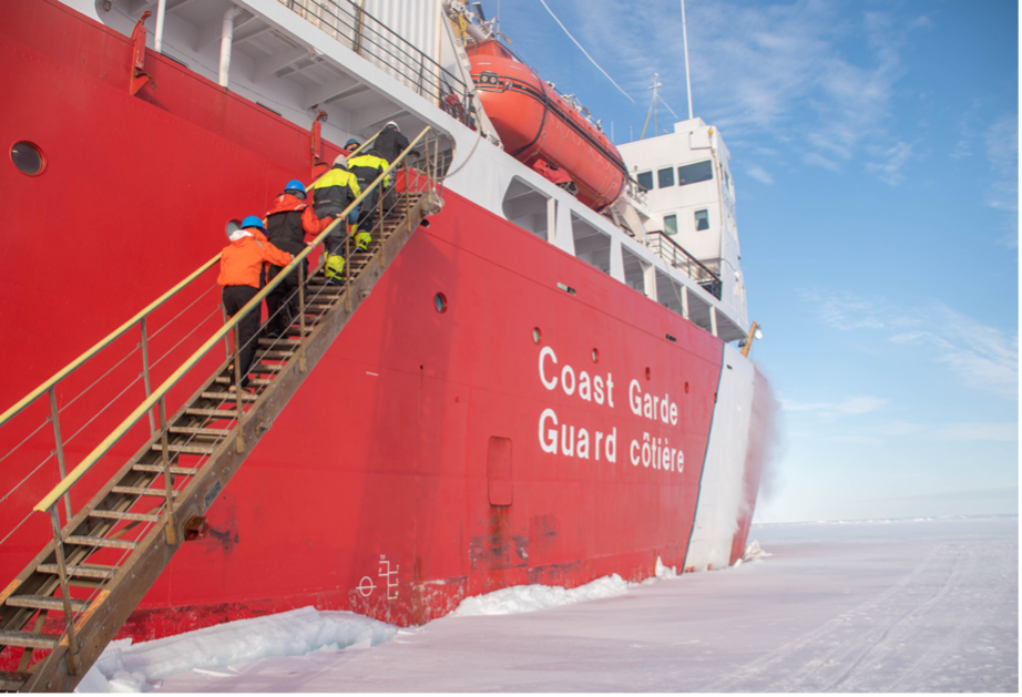 Scientists and crew return to the ship after a day on the ice (Photo by Gary Morgan)