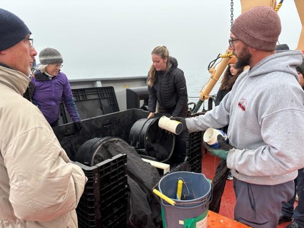 Watch-leader Chris Clarke explaining how Bongo nets are deployed to sample zooplankton. 