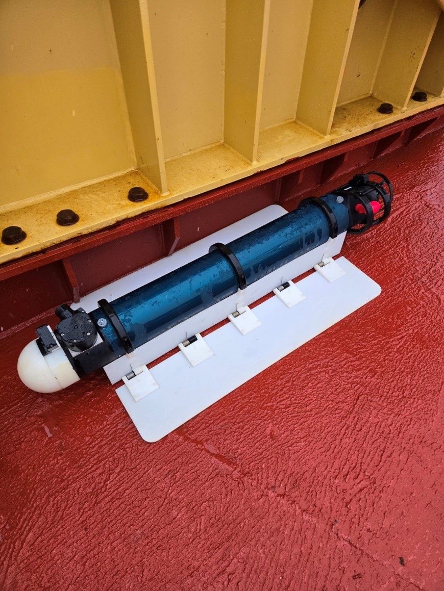 Photo 4: The profiling unit from TOP12. TOP12 has retractable fins which are required for profilers with velocity sensors. Photo by Jeff O’Brien. 
