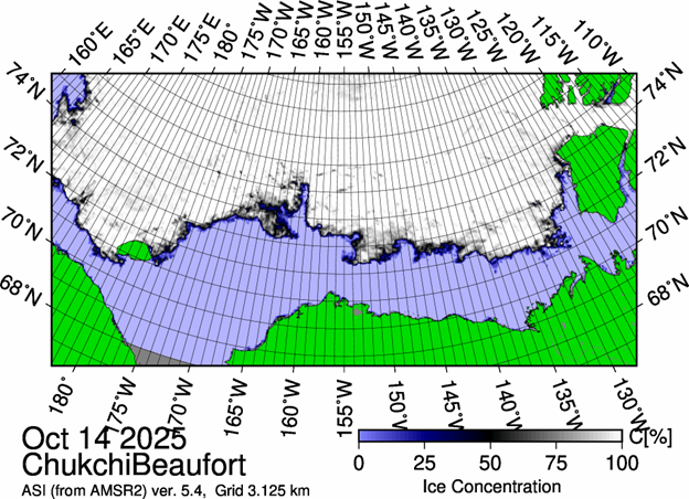 Dispatch28Figure1  
Figure 1: The most recent sea ice concentration map for the Beaufort and Chukchi Seas (Source: https://data.seaice.uni-bremen.de/databrowser/).