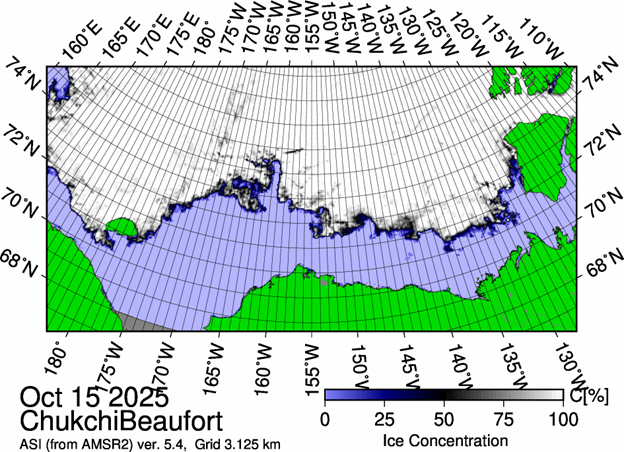Dispatch29Figure1  
Figure 1: The most recent sea ice concentration map for the Beaufort and Chukchi Seas (Source: https://data.seaice.uni-bremen.de/databrowser/).
