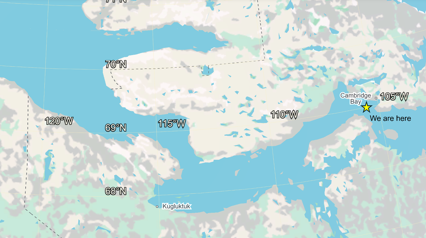 Picture2 Figure 2: Map showing our current location en route to Cambridge Bay.