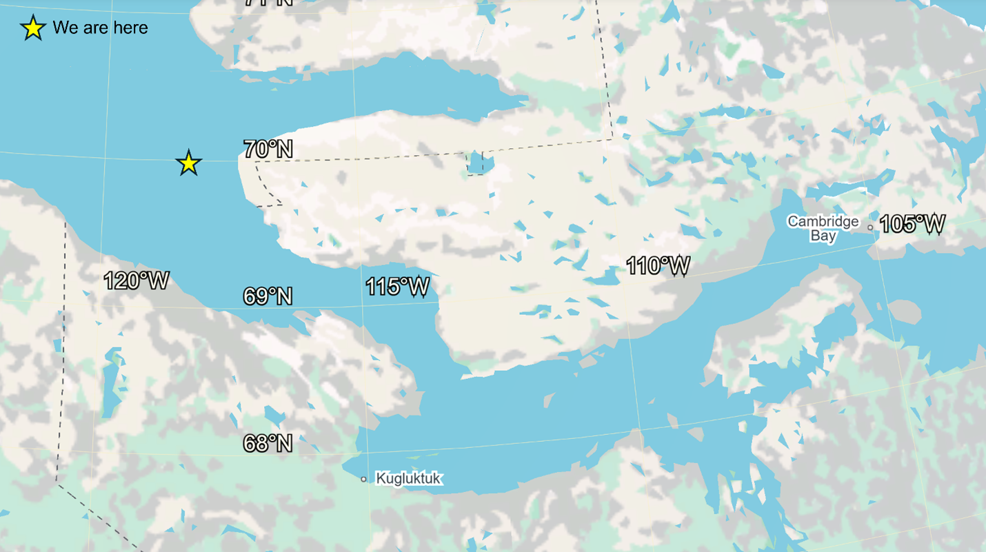 Picture3 Figure 2: Map showing our current location en route to Cambridge Bay.