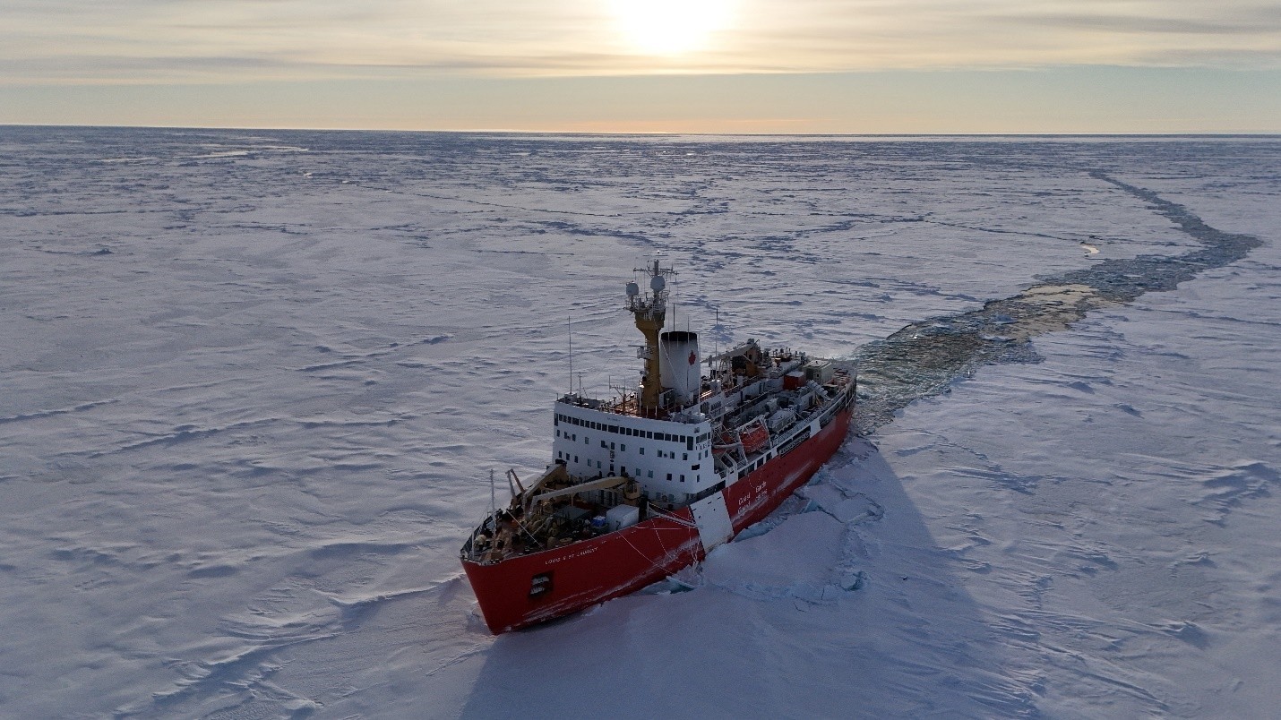 Picture3 Photo 1: A drone shot of the Louis taken before yesterday’s ice station. Photo by Paul Macoun.