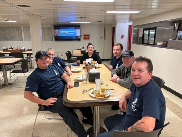 Picture6 Photo 4: A huge thanks to the cooks and stewards! Shown here are (left to right) Carter Guy, Penny O’Brien, Allison Lodge, McKinley March, Cory Simms, and Woody Compton.