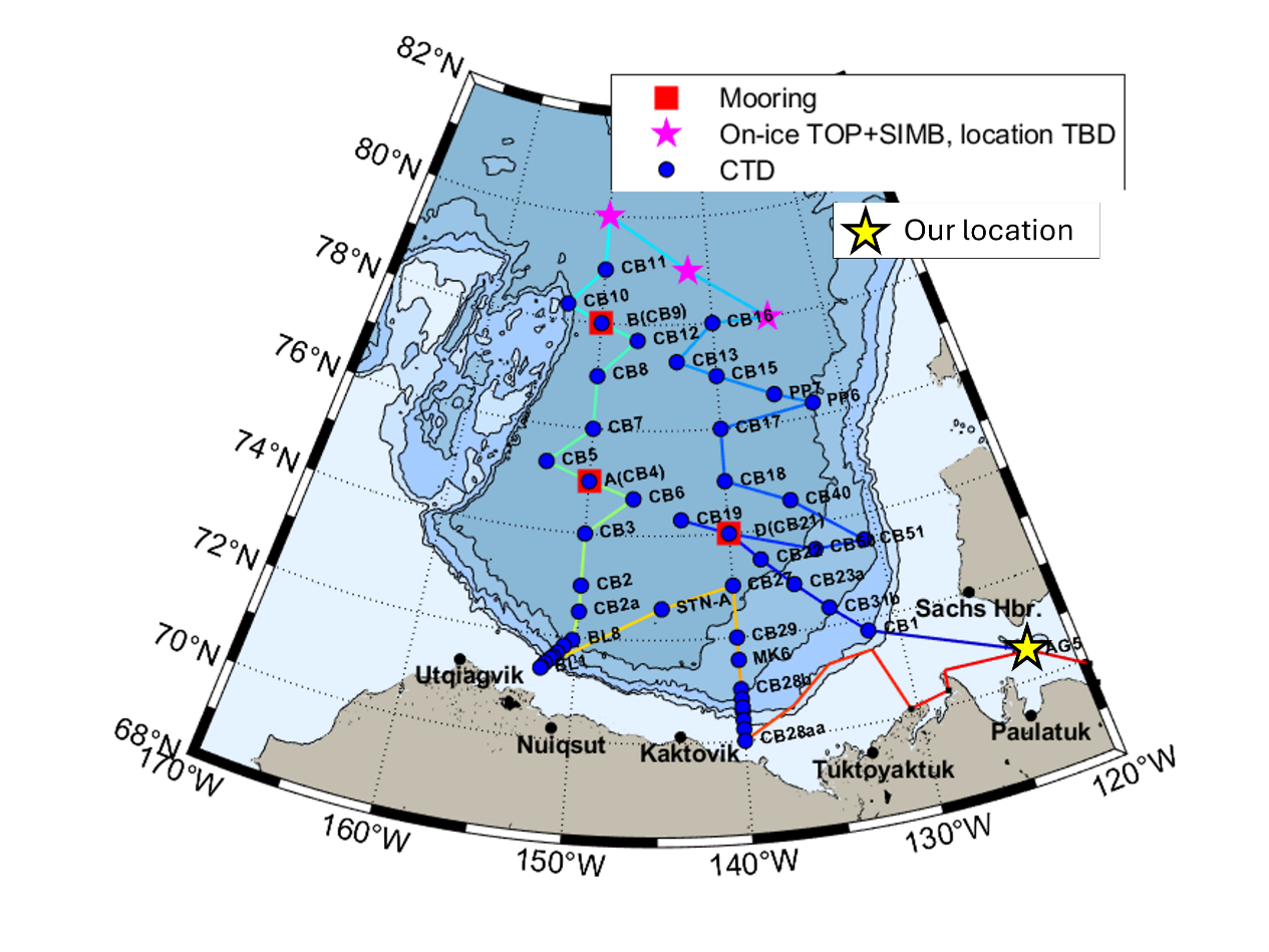 Map showing our current location along the planned 2026 cruise track.
