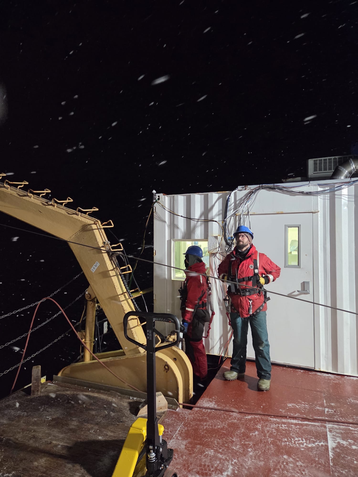 Night-shift watch leader Chris Clarke monitoring the rosette wire. Photo by Kalum Delaney. 