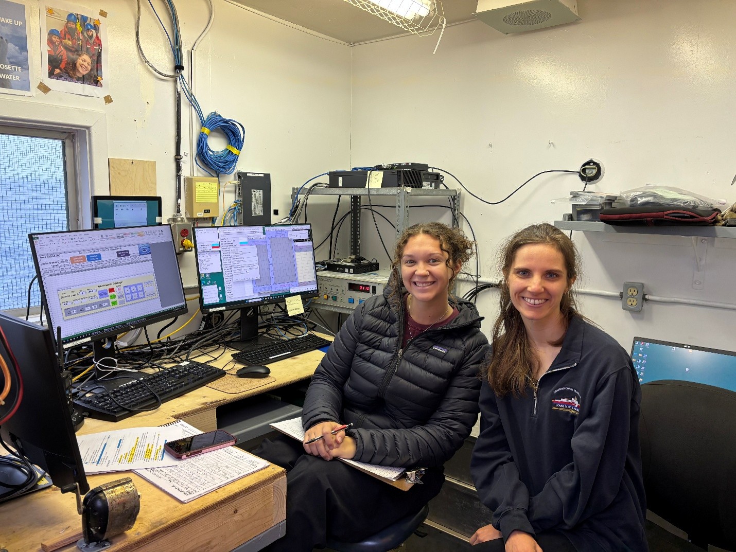 CTD operators, Collette Leclerc (left) and Jennifer Kosty (right), before the CTD rosette cast at AG5. Photo by Sarah Zimmermann. 