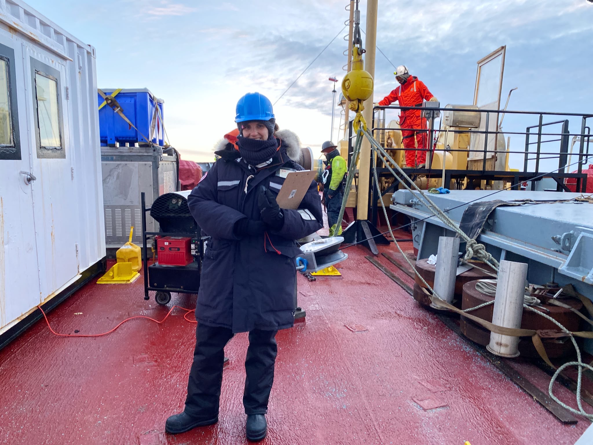 Me all bundled up and ready to take notes on the recovery operations! Photo by Monika Loevenmark. 