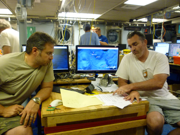 Chief Scientist, Rich Camilli, a WHOI environmental engineer, and co-principal investigator Chris Reddy