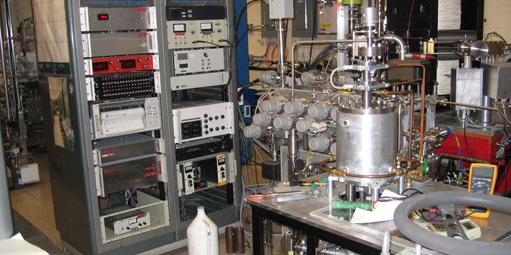 <strong>Rock Analysis Mass Spectrometer System (MS2)</strong><br />Our rock analysis mass spectrometer system (MS2). This system has both a magnetic sector mass spectrometer custom designed for precision helium isotope measurements and a quadrupole mass spectrometer (QMS) for noble gas measurements. The system is fully automated and can measure gases evolved from either crushed or melted rocks. 