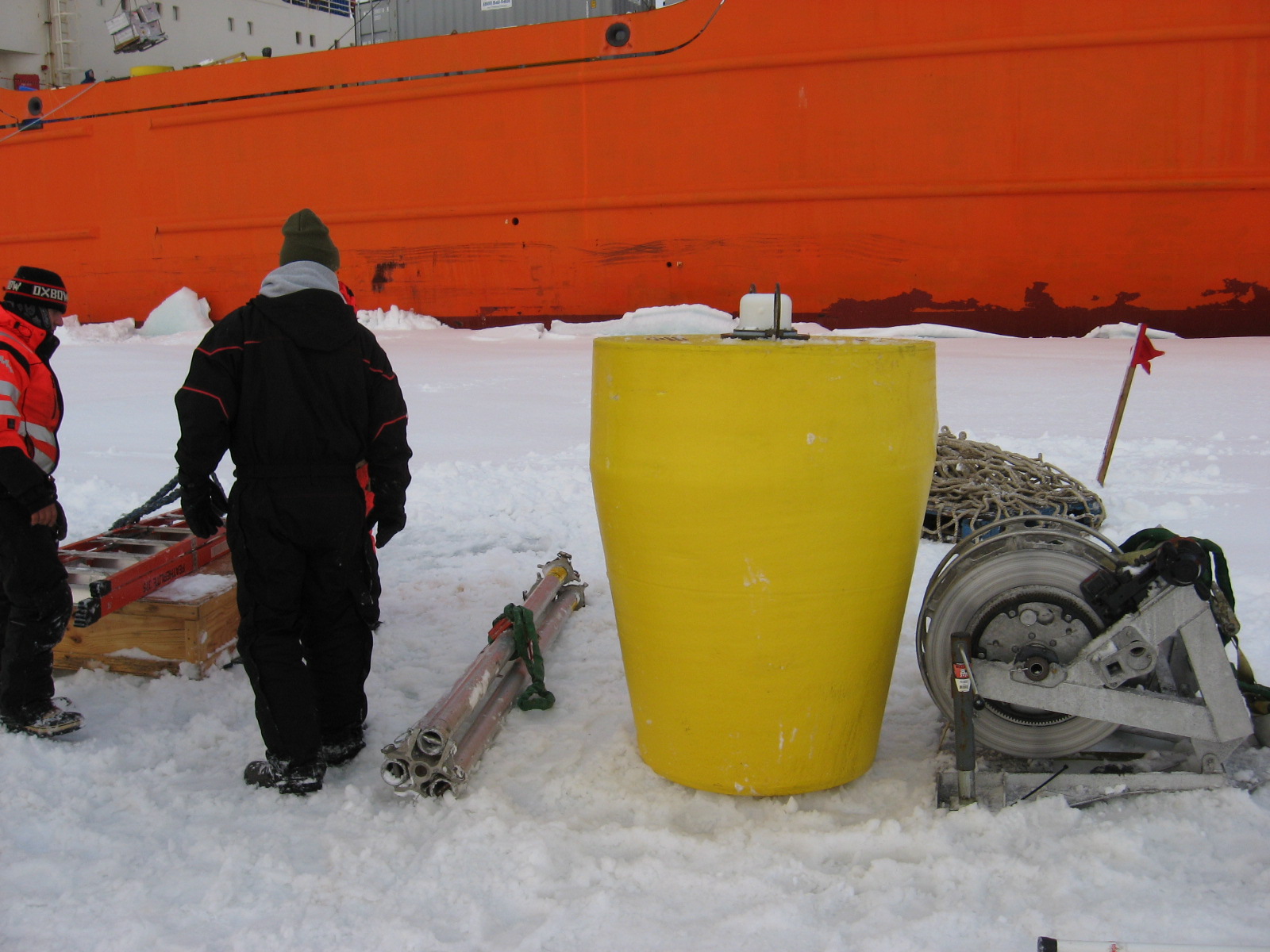 ITP 91 surface buoy deployed and deployment apparatus disassembled for return to the ship.  (Photo by Frank Bahr)