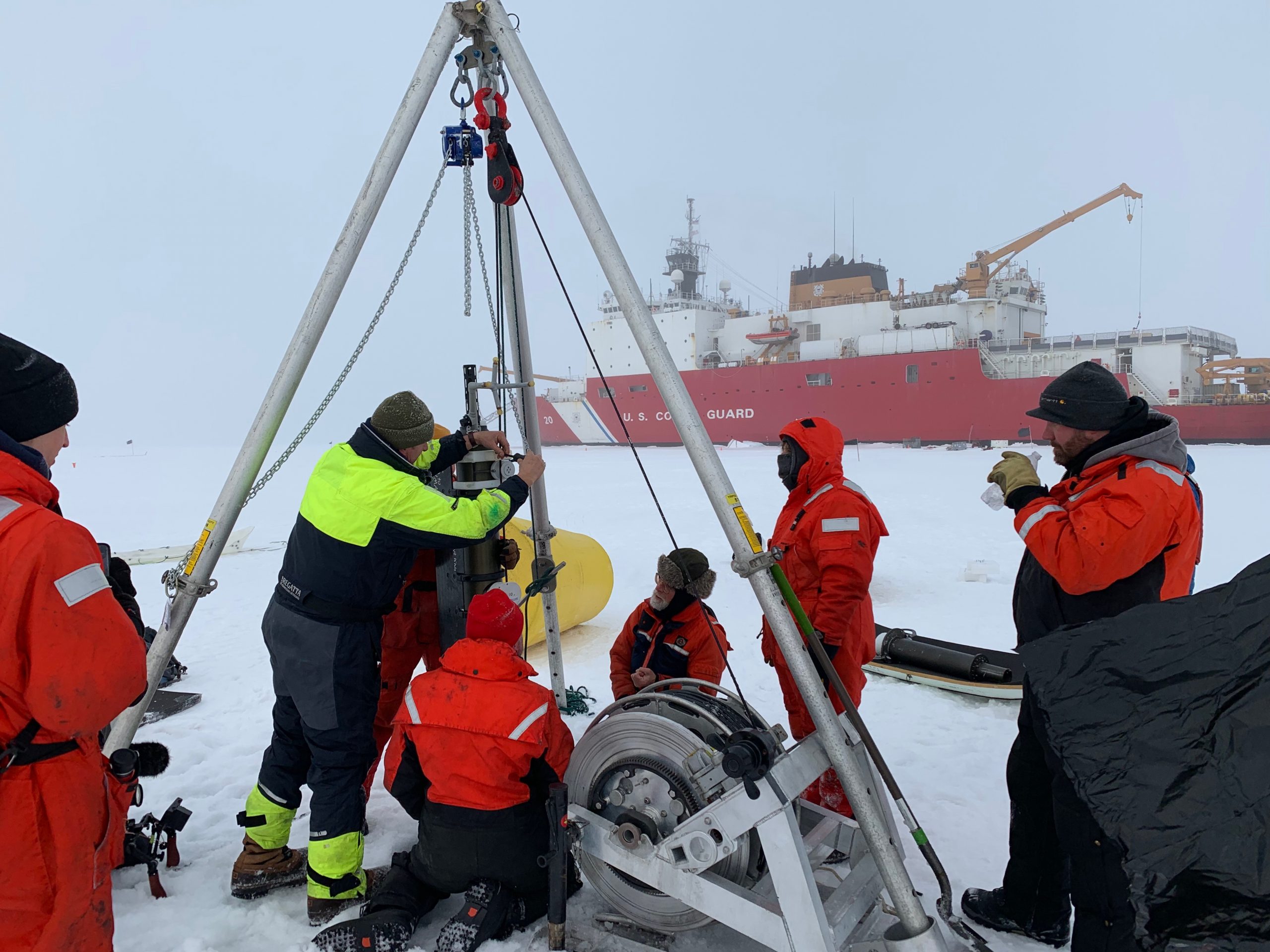 The profiler is attached to the wire. (Photo by Matthew Norenberg)