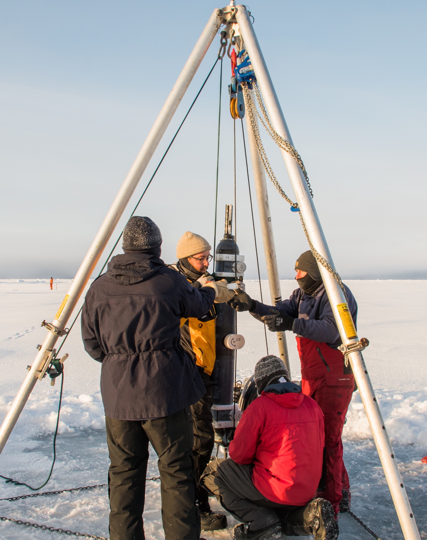 The ITP profiler is attached to the wire.  (Photo by Gary Morgan)