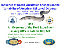 Influence of Ocean Circulation Changes on the Variablility of American Eel Larval Dispersal