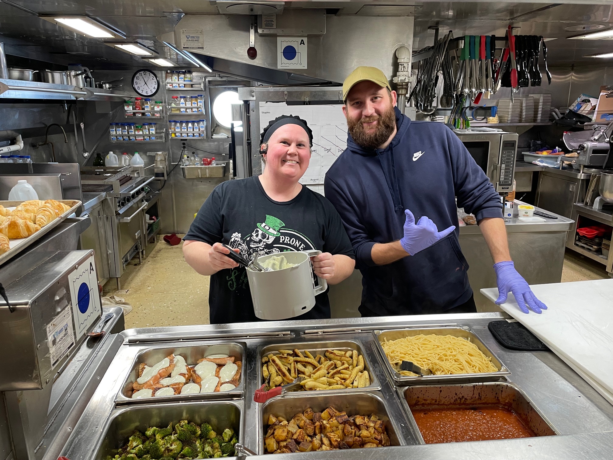 IMG_0554 Our excellent galley staff, Senior Cook Stephanie Brown and Cook Ryan Mann.
Credit: Dallas Murphy