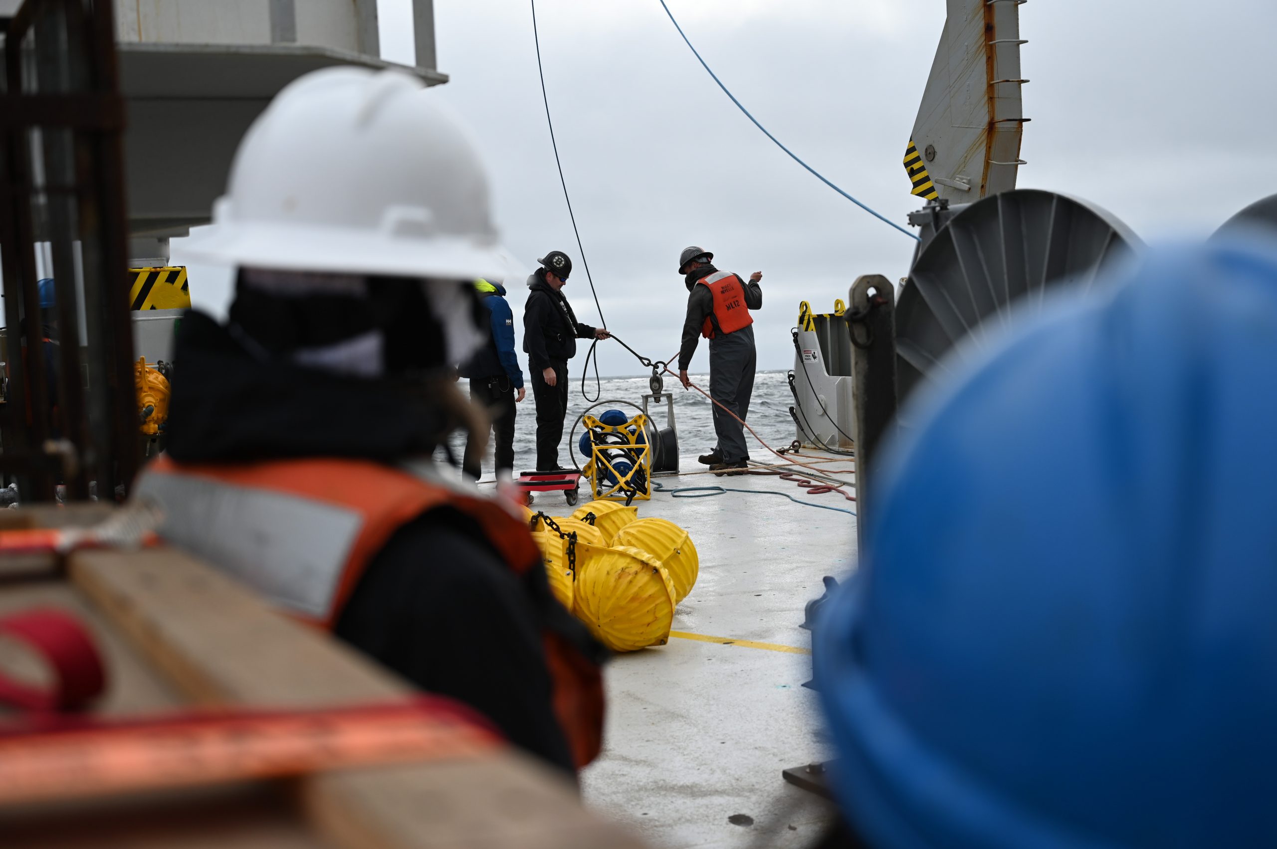 The ADCP is recovered. Credit: Peigen Lin