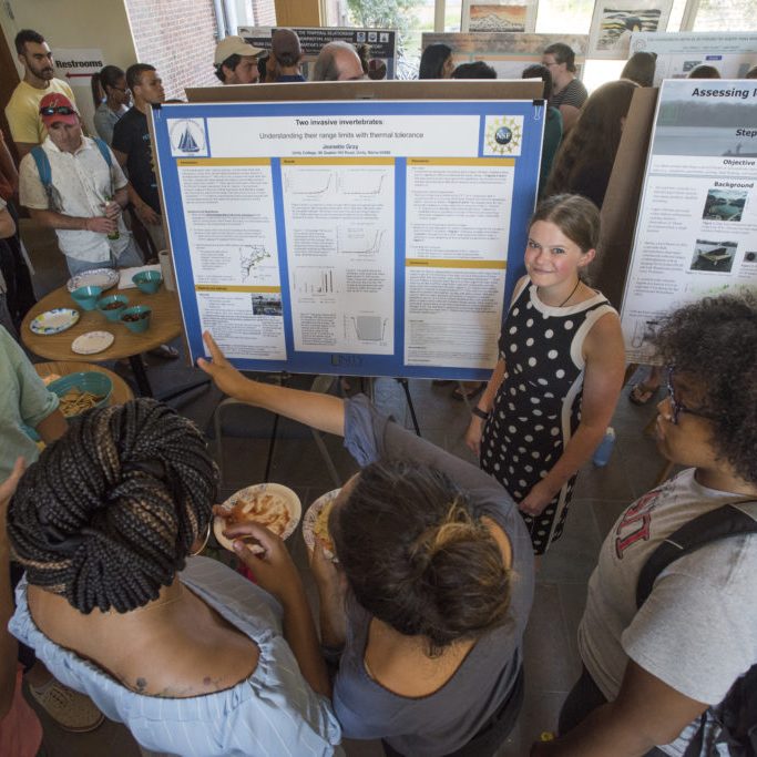 Jeanette Gray at the 2017 SSF poster session. Image copyright Thomas Kleindinst / Woods Hole Oceanographic Institution.