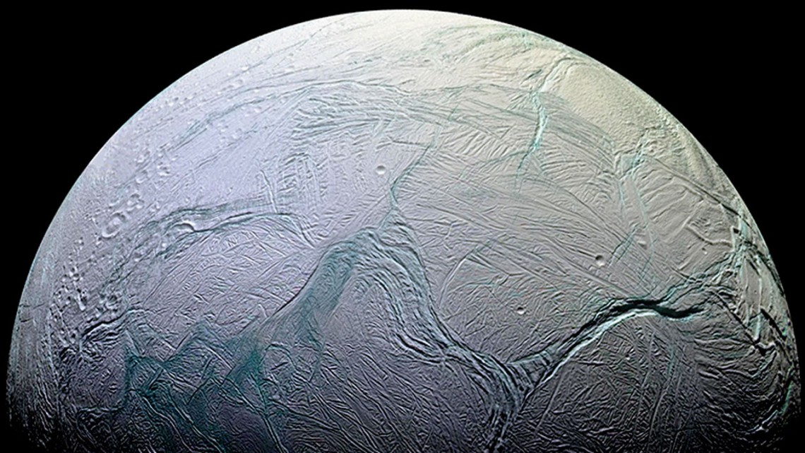 Saturn's moon Enceladus photographed by the Cassini spacecraft (NASA)