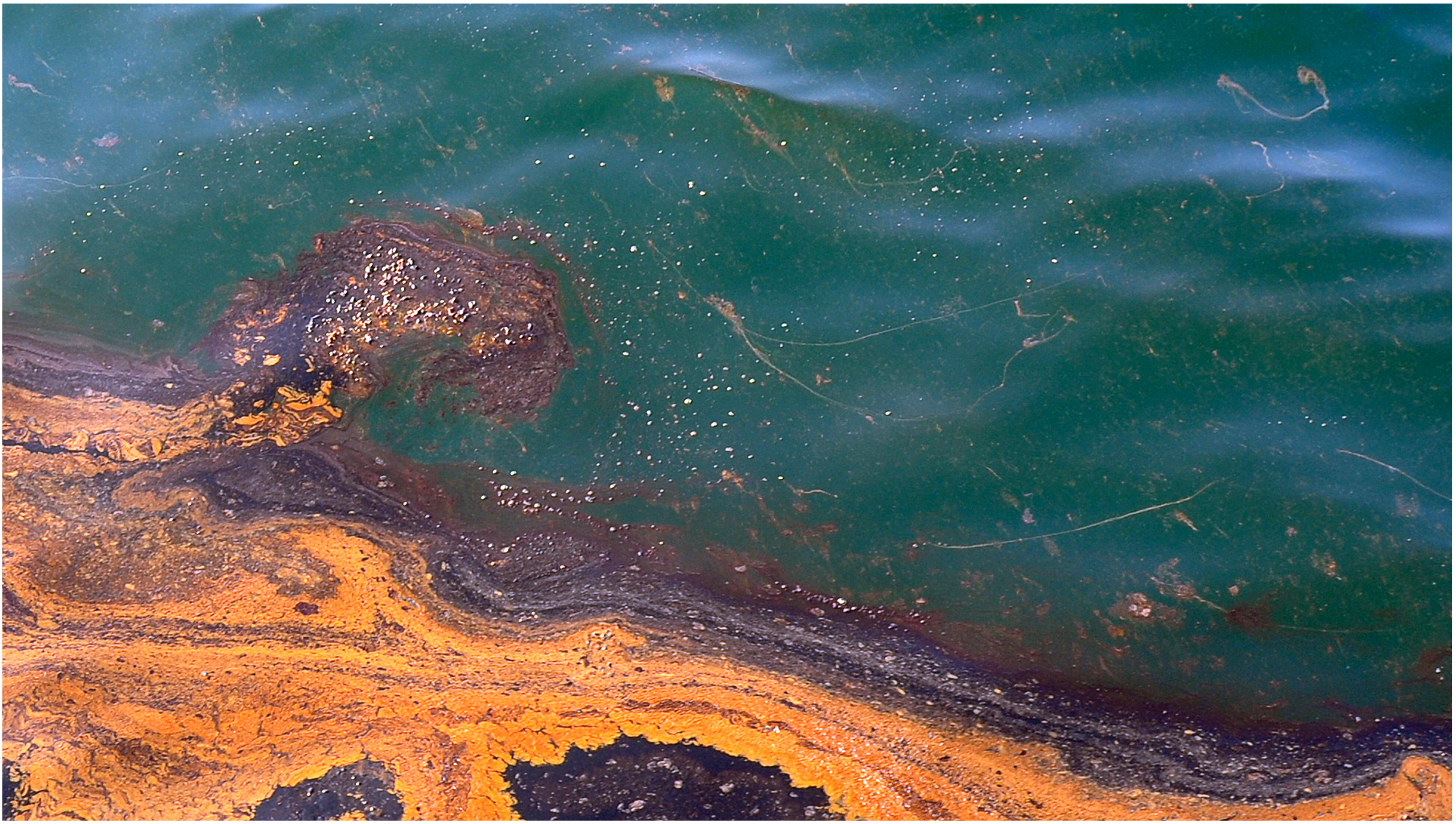 Oil exposed to sunlight on the surface of the Gulf of Mexico during the Deepwater Horizon spill (2010)