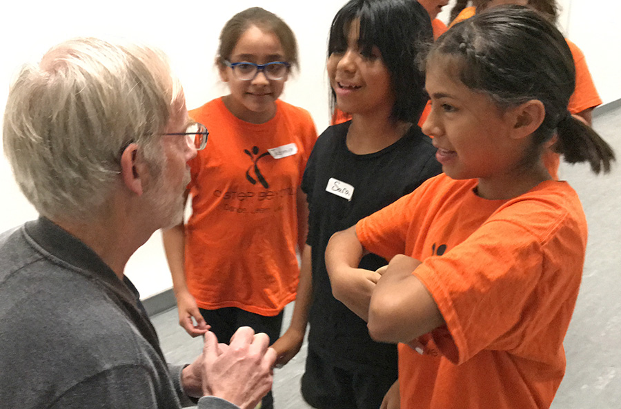Larry answers questions from 5th grade student attending A Step Beyond, an Escondido (CA) that run after-school programs.